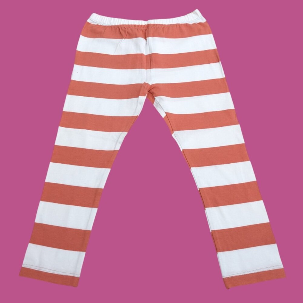 Pepco Full length Soft Cotton leggings Skinny Fit stretchy Orange Stripes NWOT